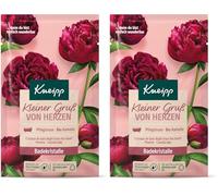 Kneipp Cristaux de bain Petit salut du cœur, sel de bain avec sel profond et combinaison d'extrait de pivoine et d'huile de camélia nourrissante, un moment de sécurité, 60 g (Lot de 2)