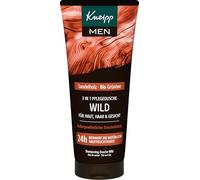 Kneipp MEN Gel douche sauvage 3 en 1 - Bois de santal et thé vert bio - Pour la peau, les cheveux et le visage - Améliore la sensation de la peau - 200 ml