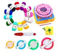 KNEWMART Métier à Tisser Tricotins à Fleurs - 8 Pièces Fabricant de Fleurs de Tissage - Avec Aiguille, PomMaker, Fil et Ciseaux