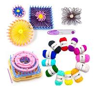 KNEWMART Métier à Tisser Tricotins à Fleurs,8 pièces Fabricant de Fleurs de Tissage Métier à Tricoter Tisserand Métier à Tisser - avec Aiguille (Métier à Tisser à Fleurs + Fil + Ciseaux)