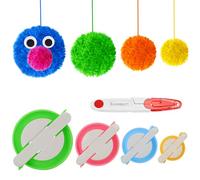 KNEWMART Pompom Makers, 4 Taille Pompom Fabricants Tisserandes de Boules Peluches Travaux d'aiguilles Outils de Laine à Tricoter DIY Kit + 1PC Ciseaux