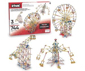 K'NEX 17035 Thrill Rides 3-in-1 Classic Amusement Park Building Set, 744 Piece Kids Building Set for Creative Play, Hours of Fun Making Three Fair Ground Rides, Suitable for Boys and Girls Aged 9+