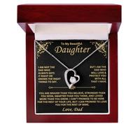 KNEZVAR Collier papa à fille - Cadeau sincère de papa à fille pour anniversaire ou Noël, bijou significatif avec carte de message, finition or 14 carats 18 carats, Medium, Métal, Zircone cubique