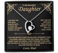 KNEZVAR Collier papa à fille - Cadeau sincère de papa à fille pour anniversaire ou Noël, bijou significatif avec carte de message, finition or 14 carats 18 carats, Medium, Métal, Zircone cubique