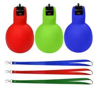 KNGNGK 3 Pièces Sifflet à Main, Sifflet Hygiénique 11.5 x 6.5 cm, Sifflet Poire à Main, Sifflet à Main Pression, Sifflet à Main Arbitre pour Sports Basketball Football (Rouge, Bleu, Vert)