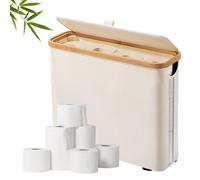 KNGNGK Boite Rangement Papier Toilette 45*15*35cm Rangement Papier Toilette Bambou Range Papier Toilette Pliable et Imperméable avec Couvercle Panier Rangement Papier Toilette pour 12 Rouleaux (Beige)