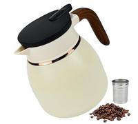 KNGNGK 1l Carafe à Café Isotherme en Acier Inoxydable, Carafe à Café Thermique à Double Paroi, Carafe Cafetière Isotherme, Pichet Isotherme Café, Pichet Isotherme Inox pour Café, Thé et Eau (Blanc)