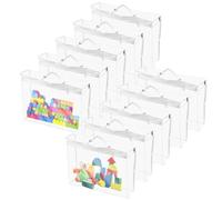 KNGNGK 10 Pcs Sac de Rangement Jouet, 40×30×10cm Sac de Rangement Transparent PVC, Pochette Transparente de Rangement Jouet, Sac de Rangement Jouet avec Fermeture Éclair pour Blocs, Puzzle, Papeterie