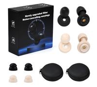 KNGNGK 2 Paires Bouchon d'Oreille pour Dormir, Bouchon d'Oreille Anti Bruit 50dB, Bouchon d'Oreille Silicone Anti Bruit, Bouchon Oreille Sommeil pour Sommeil, Concert, Vol, Travail (Noir + Beige)
