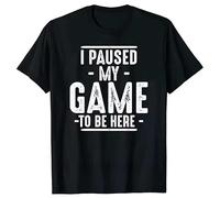 KNHBtuhv2 I Paused My Game to Be Here Video Gamer Mens T-Shirts Black M