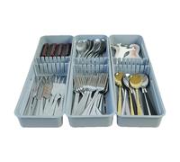 Knife Drawer Organizer - 45x39x5.5cm Telescopic 3-in-1 In-Drawer Knife Block | Expandable Kitchen Drawers Insert Organizer For Knives, Cutlery & Utensils, Ideal For Home, Hotel & School Storage