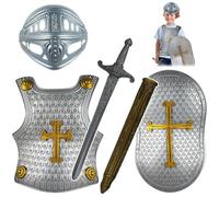 Knight Costume Kids 4pcs / Set Cross Pattern Armor médiéval Knight comprend un casque, un bouclier, une épée et, des enfants habiller des costumes pour le jeu de rôle, le cosplay, le costume d'Hallow