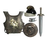 Knight Costume Kids 5pcs / Set Dragon Pattern Armor médiéval Knight Comprend Le Casque, Le Bouclier, l'épée, Les gardes du Poignet et l'armure pour Le Jeu de rôle de Cosplay d'halloween.