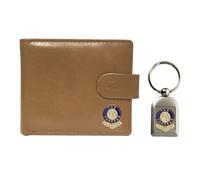 Knight Everton Portefeuille en cuir avec porte-clés Motif football Beige, beige