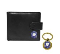 Knight Portefeuille en cuir noir et porte-clés motif football Blackburn, Noir