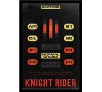 Knight Rider - Poster - Unité de contrôle KITT + cadre interchangeable, Shinsuke® Maxi MDF noir, vitre acrylique