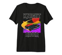 Knight Rider Voiture rétro néon Coucher de Soleil T-Shirt Haut de Gamme
