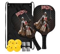 Knight Warrior Raquette de pickleball légère en carbone avec drapeau | ensemble de palas de pickleball pour adultes hommes femmes