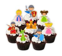 Knights & Dragons Ritter Dragon Princesse Edible Cupcake Toppers - Stand Up Wafer Decorations, Packung mit 24