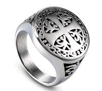 Knights Templar Luck Cross Crusader Men Ring Seal Punk Rock Hip Hop Titanium en acier inoxydable Male Banker Bijoux Gift