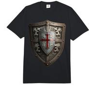 Knights Templar Shield Deus Vult Medieval Crusader Warrior Comfort Colors Adult Heavyweight T-Shirt