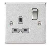Knightsbridge CS7BCG Bord carré Prise 13 A-Simple-Insert, Chrome brossé/Gris, Socket-Single