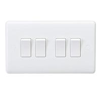 Knightsbridge Cu4100 Curved Edge 10 A 4 Gang 2 Voies Interrupteur, Blanc