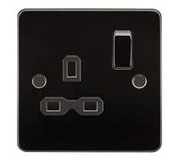 Knightsbridge FP7000GM Plaque plate 13 A 1G DP Prise de courant commutable 230 V Gris acier