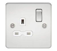 Knightsbridge FP7000PCW FPR7000 Plaque plate 13 A 1 G DP Prise de courant avec interrupteur 230 V Chrome poli