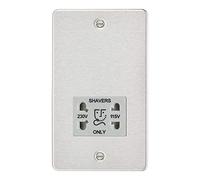 Knightsbridge FP8900BCG Prise rasoir double tension à plaque plate Chrome brossé avec insert gris 115/230 V