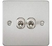 Knightsbridge Fpav2togbc 10 A 2 G 2 Voies Interrupteur à Bascule avec Plaque de Support - Chrome brossé