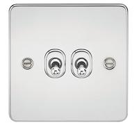 Knightsbridge Fpav2togpc 10 A 2 G 2 Voies Interrupteur à Bascule avec Plaque - Chrome Poli