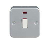Knightsbridge M8341N Interrupteur DP 1 gang 20 A avec néon, gris, 45,0 mm x 82,0 mm x 82,0 mm