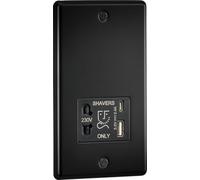 Knightsbridge Prise rasoir 230 V avec double USB A+C [5 V CC 2,4 A partagé] - Noir mat