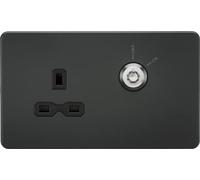 Knightsbridge Prise verrouillable 13 A 1 G DP - Anthracite avec insert noir (SFR9LOCKAT)
