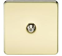 Knightsbridge SF0150PB 1-Gang Screwless Satellite TV Outlet - Polished Brass by Knightsbridge