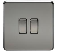 Knightsbridge SF3000BN 10 A 2-Gang 2-Way Screwless Switch - Black Nickel by Knightsbridge