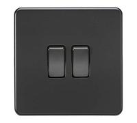 Knightsbridge SF3000MBB Interrupteur à bascule 2 voies sans vis 2 G 230 V Noir mat