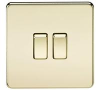 Knightsbridge SF3000PB - 10A 2G 2 Wayscrewless Interrupteur Mural En Laiton Poli