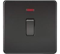Knightsbridge SF8341NMBB Interrupteur DP sans vis 20 A 1G avec néon, 230 V, noir mat