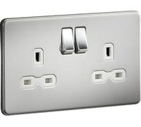 Knightsbridge SFR9000PCW Douille sans vis 13 A 2 G DP avec Interrupteur Chrome Poli avec Insert Blanc