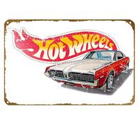 KNIOIL Affiche vintage authentique « Distressed Hot Wheels 1968 » en métal avec logo Cougar pour famille, club, bar, café, chambre à coucher, décoration murale, cadeau 20,3 x 30,5 cm