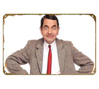 KNIOIL Affiche vintage en métal avec logo « Movies, Mr. Bean, Rowan Atkinson » - Fond blanc - 20,3 x 30,5 cm