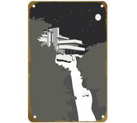KNIOIL Fallingwater House - Frank Lloyd Wright | Impression architecturale de villes et d'architecture abstrait et surréaliste - Affiche d'art vintage en métal - Décoration murale - Cadeau 20,3 x 30,5