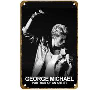 KNIOIL George Michael : Portrait d'un artiste (2022) - Affiche de film vintage en métal avec logo familial, club, bar, café, chambre à coucher, décoration murale, cadeau 20,3 x 30,5 cm