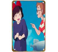 KNIOIL Kikis Affiche vintage en métal avec logo « Delivery Service Studio Ghibli », « Family Club », « Bar », « Coffee », « Bedroom » - Décoration murale - Cadeau - 20,3 x 30,5 cm