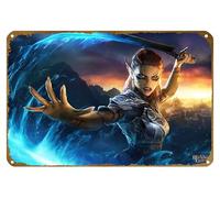KNIOIL Lae'zel Baldur's Gate III Key Arts Poster vintage en métal avec logo Famille Club Bar Café Chambre Art Décoration murale Cadeau 20,3 x 30,5 cm