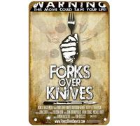KNIOIL Poster vintage en métal avec inscription « Forks Over Knives Warning, this movie could save your life! » 2011 - 20,3 x 30,5 cm