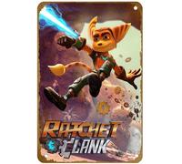 KNIOIL Ratchet and Clank 2015 Affiche de jeu vidéo vintage en métal avec logo Famille Club Bar Café Chambre Art Décoration murale Cadeau 20,3 x 30,5 cm