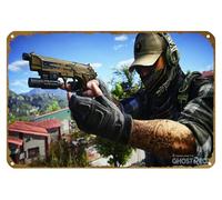 KNIOIL Tom Clancys Ghost Recon Game Poster vintage en métal avec logo Famille Club Bar Café Chambre Art Décoration murale Cadeau 20,3 x 30,5 cm